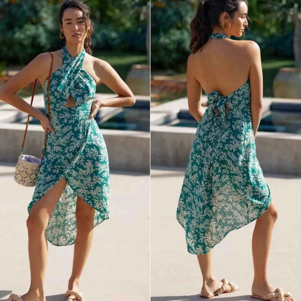 NWOT Anthropologie Cross Over Halter Dress. Size M. R$108.  P2P 16”